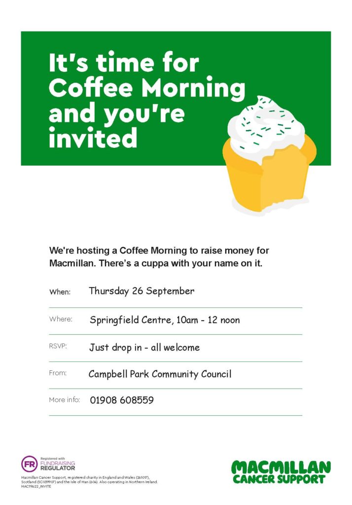 MacMillan Coffee Morning advert - 26 September 2024