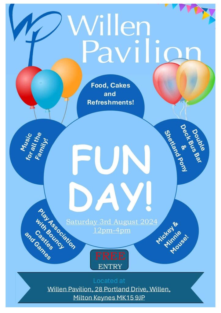 Willen Pavilion Fun Day Saturday 3 August